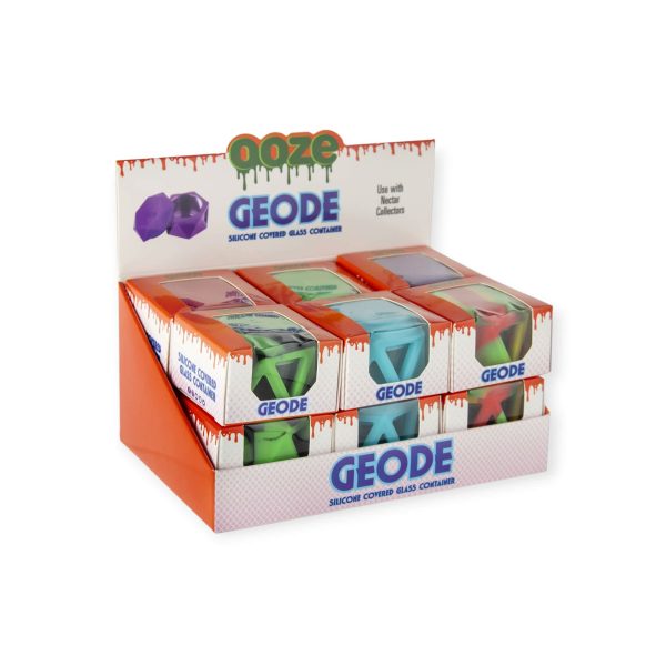 Box of 12 | Ooze | Geode Silicone Glass Wax Container |